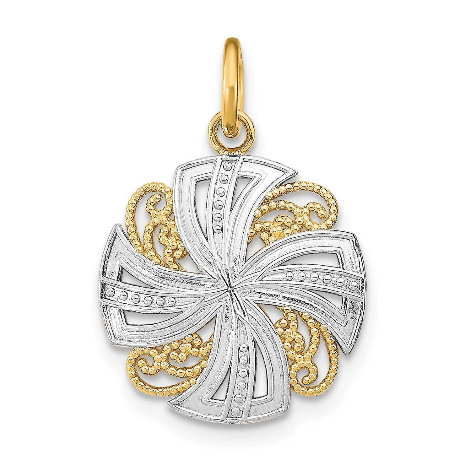 Pinwheel Medallion Charm 14k Gold Rhodium K9517, MPN: K9517, 637218149100
