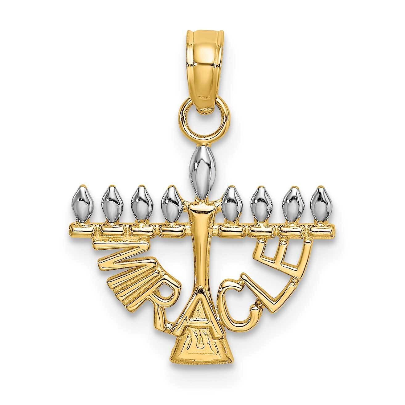 Miracle Below Menorah Charm 14k Gold Rhodium K9536, MPN: K9536, 637218164202