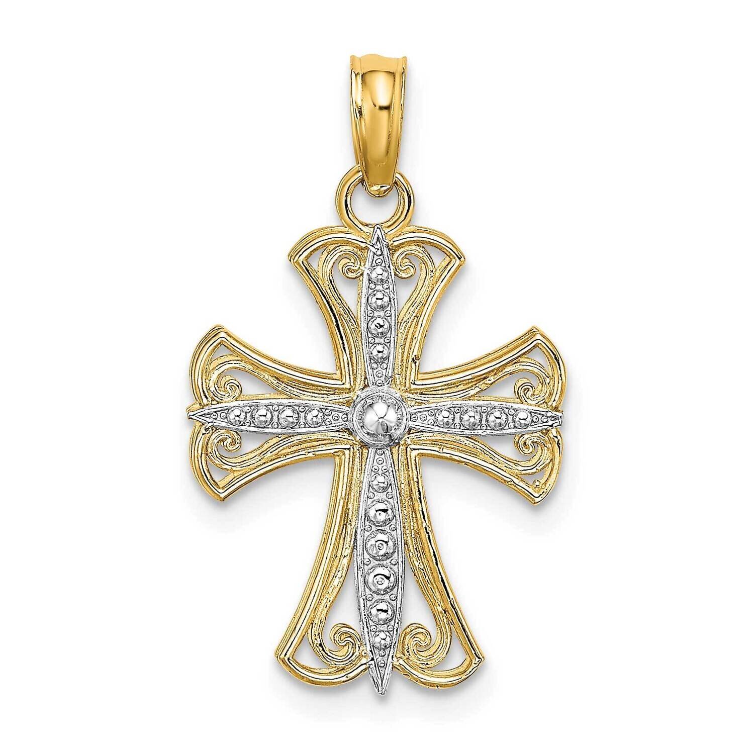 Textured Cross Charm 14k Gold Rhodium K9538, MPN: K9538, 637218154791