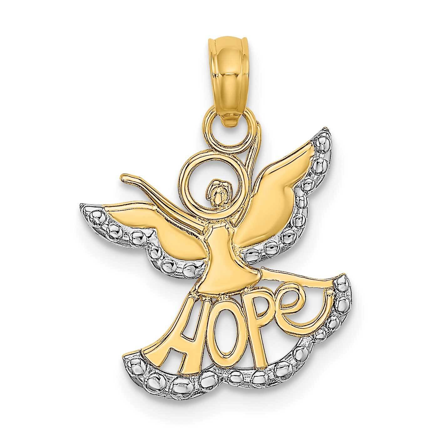 Rh Polished Textured Cut-Out Angel with Hope Charm 14k Gold K9547, MPN: K9547, 637218164417