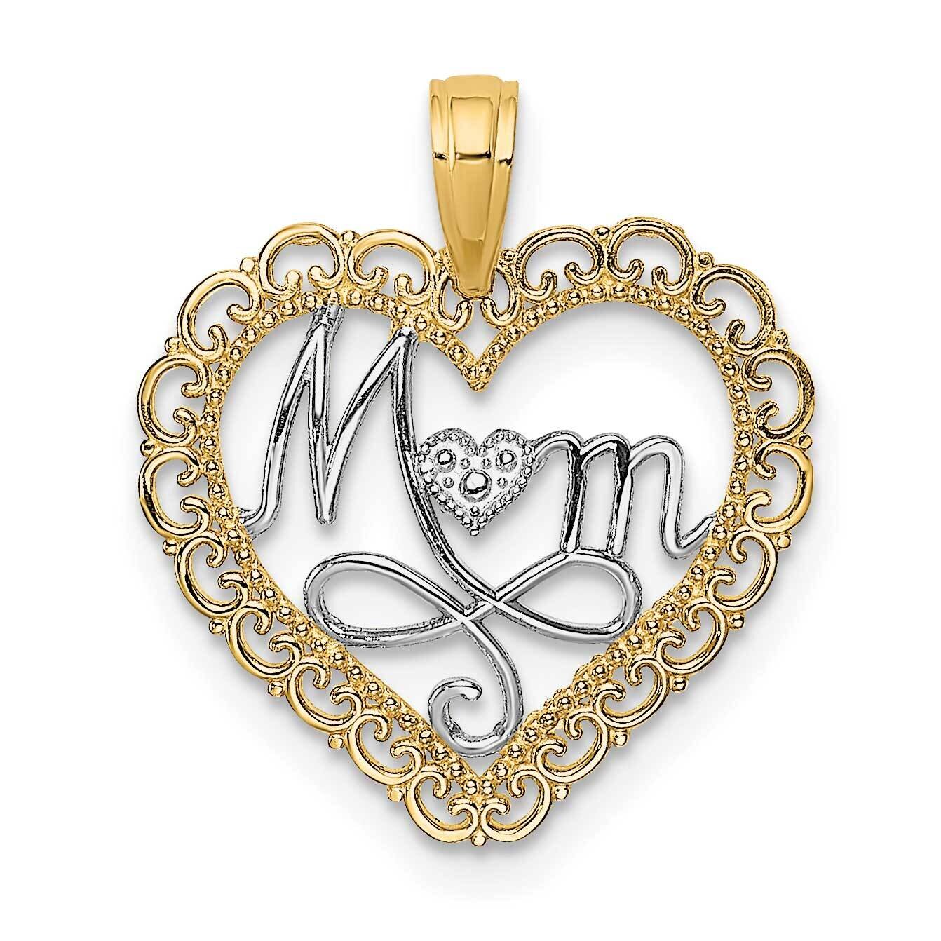 Cut-Out Mom Inside Scallop Heart Charm 14k Gold Rhodium K9550, MPN: K9550, 637218164752