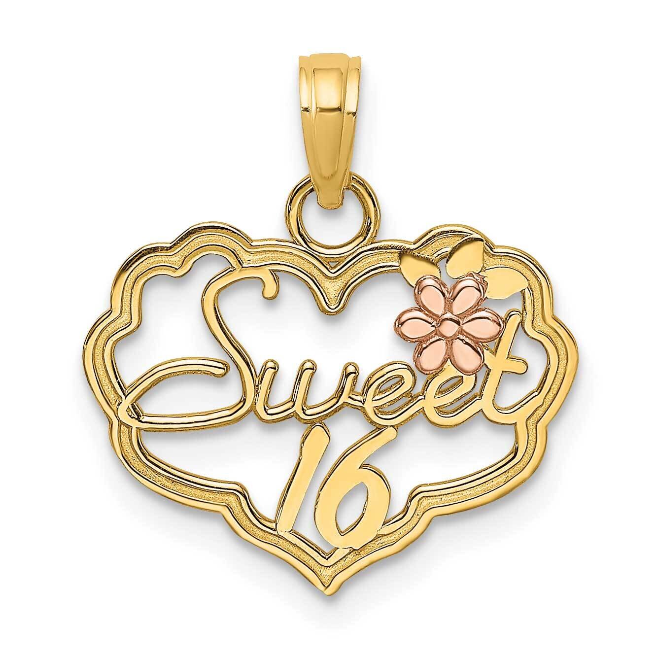 Sweet 16 Heart with Flower Charm 14k Two-tone Gold K9554, MPN: K9554, 637218164820