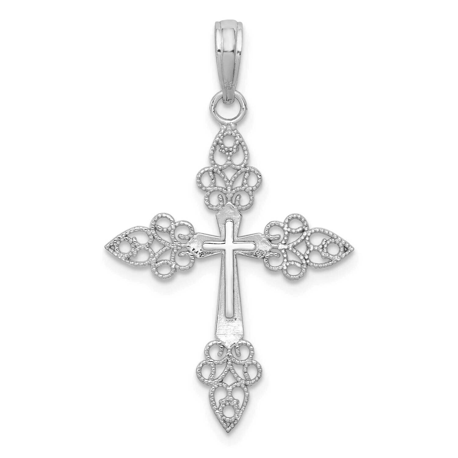 Filigree Cross Pendant 14k White Gold K9573W, MPN: K9573W, 637218163397