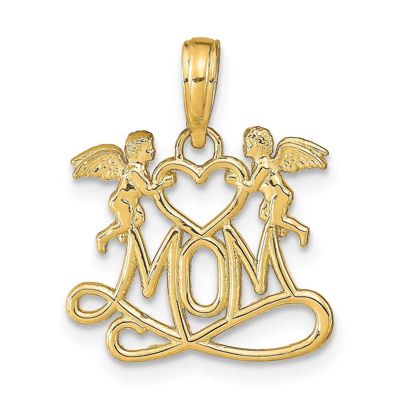 Mom with Heart Angels Pendant 14k Gold Polished K9577