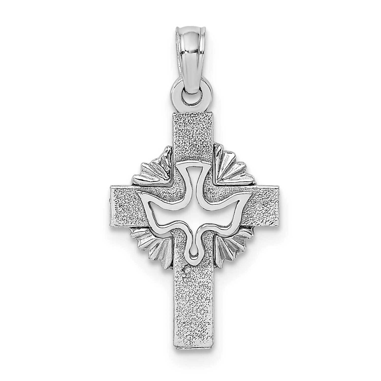 Cut-Out Dove On Cross Charm 14k White Gold K9588W, MPN: K9588W, 637218174485