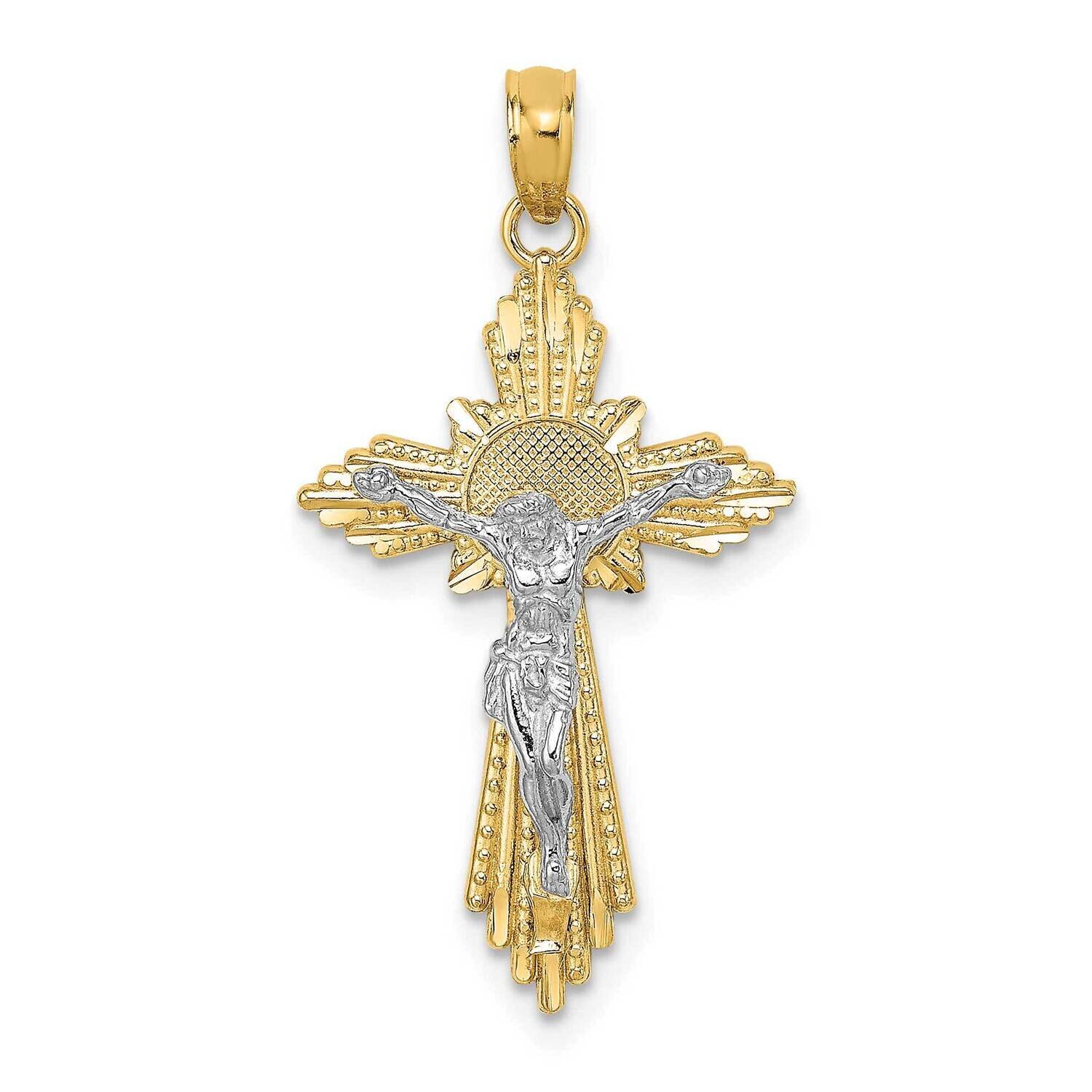 Crucifix Pendant 14k Two-tone Gold Diamond-cut K9674