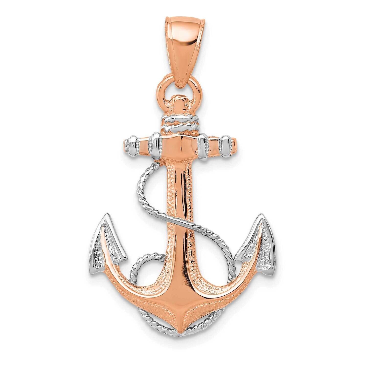 Rhodium Anchor Rope Pendant 14k Rose Gold K9677, MPN: K9677, 196904088838