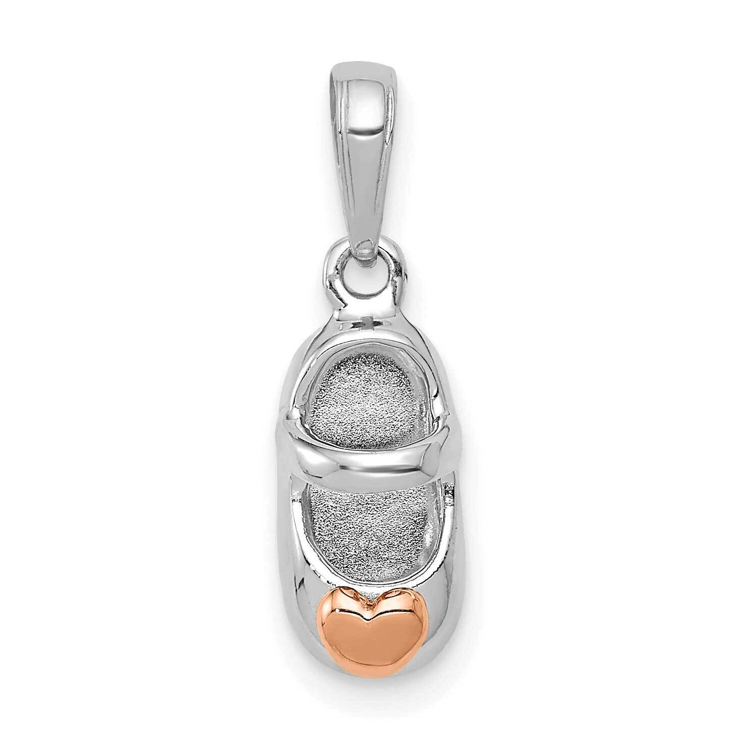White with Rose Gold Baby Shoe Charm 14k Two-tone Gold K9682, MPN: K9682,