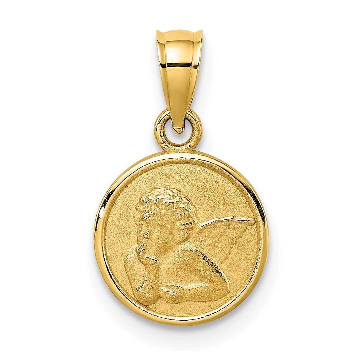10Mm Engraved Angel Coin Charm 14k Gold K9687