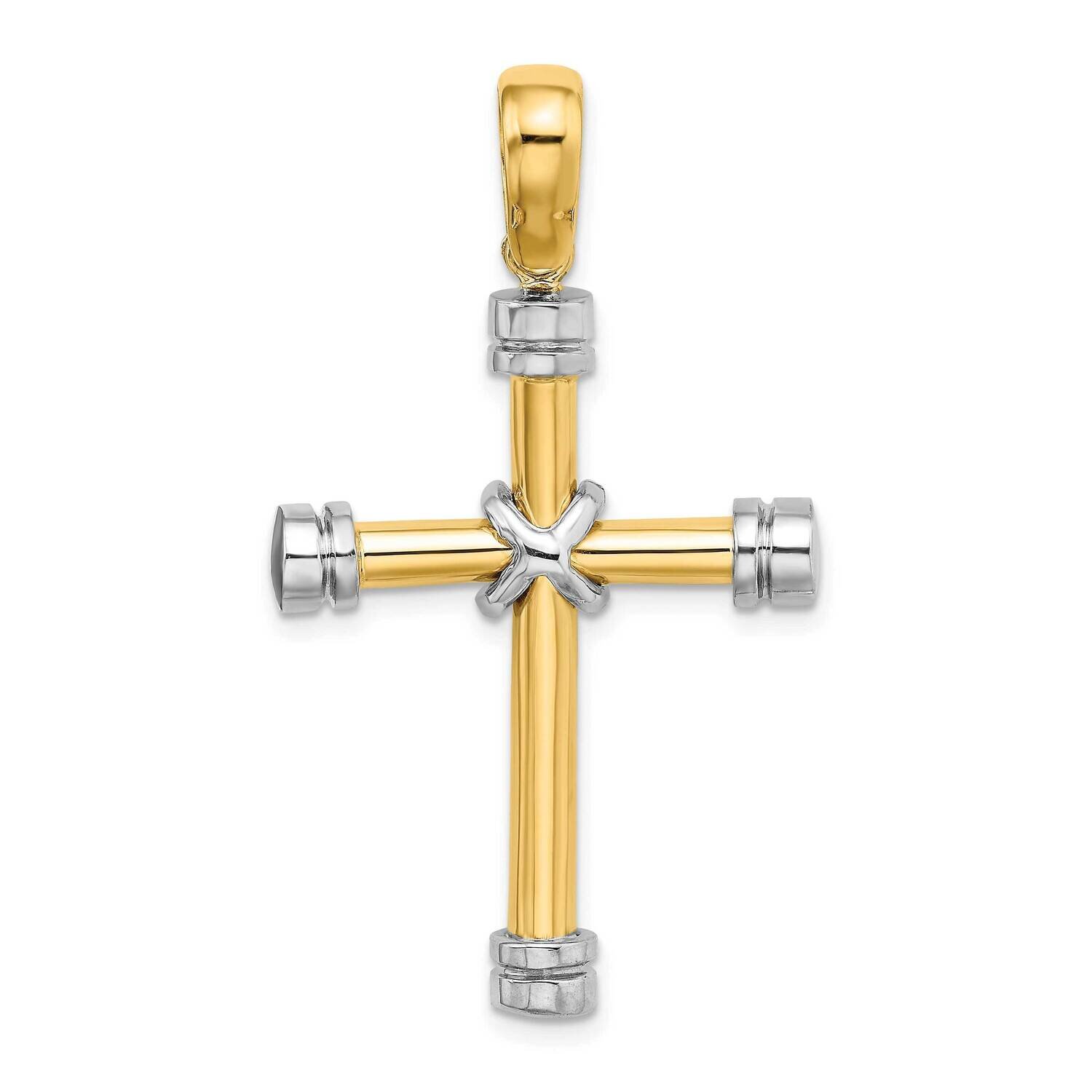 Polished with X In Center Cross 14k Two-tone Gold K9706
