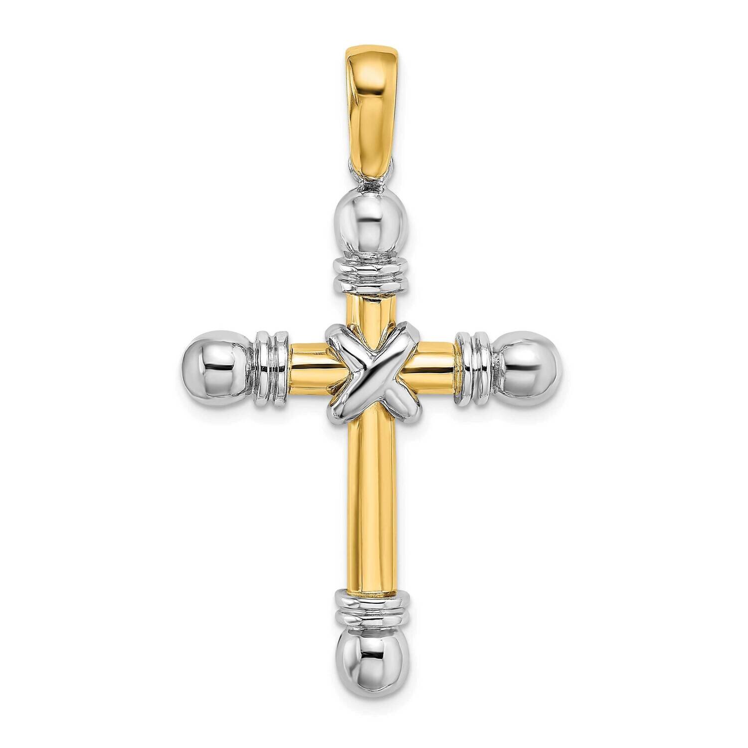 X Center with Rounded Ends Cross 14k Gold Rhodium K9709, MPN: K9709,