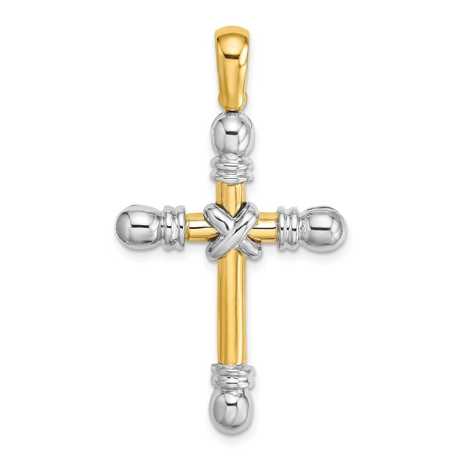 Polished X In Center of Cross Charm 14k Two-tone Gold K9711