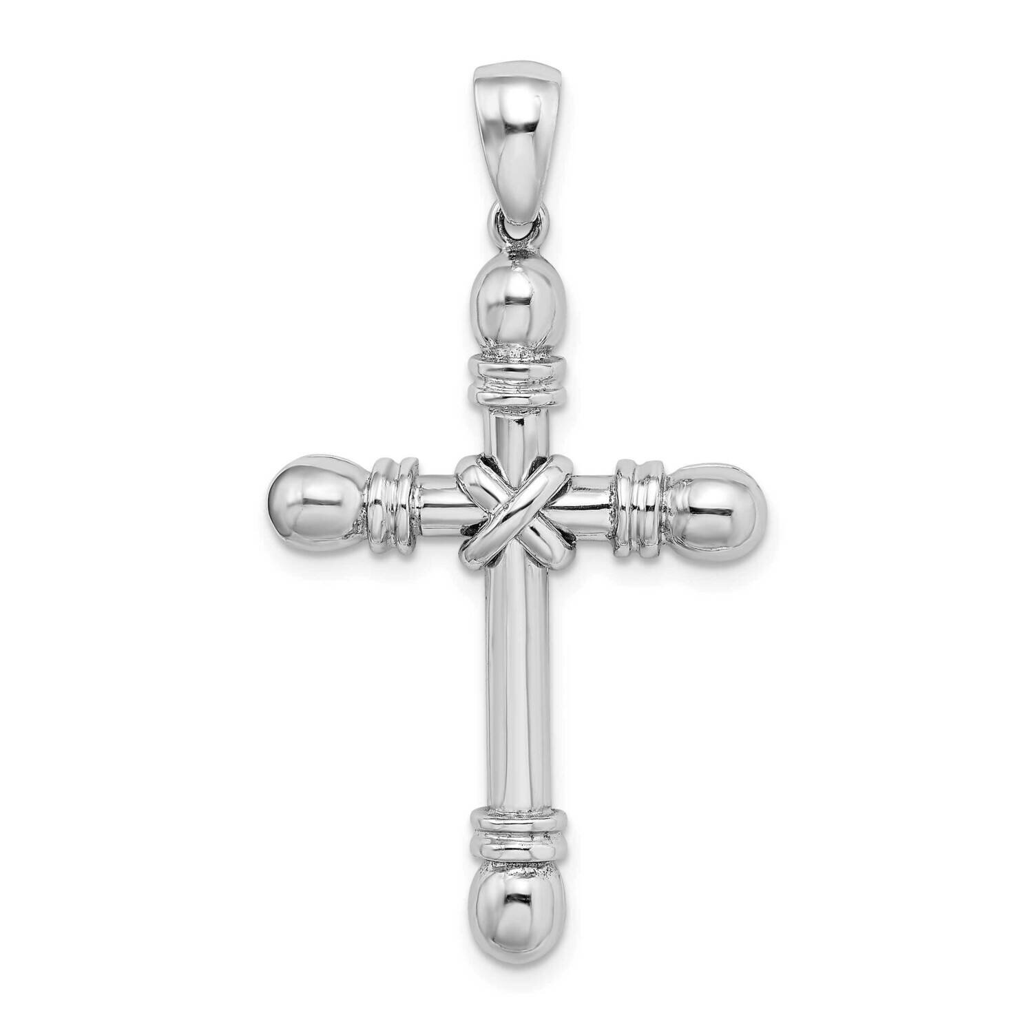 X In Center Rounded Ends Cross 14k White Gold K9712W