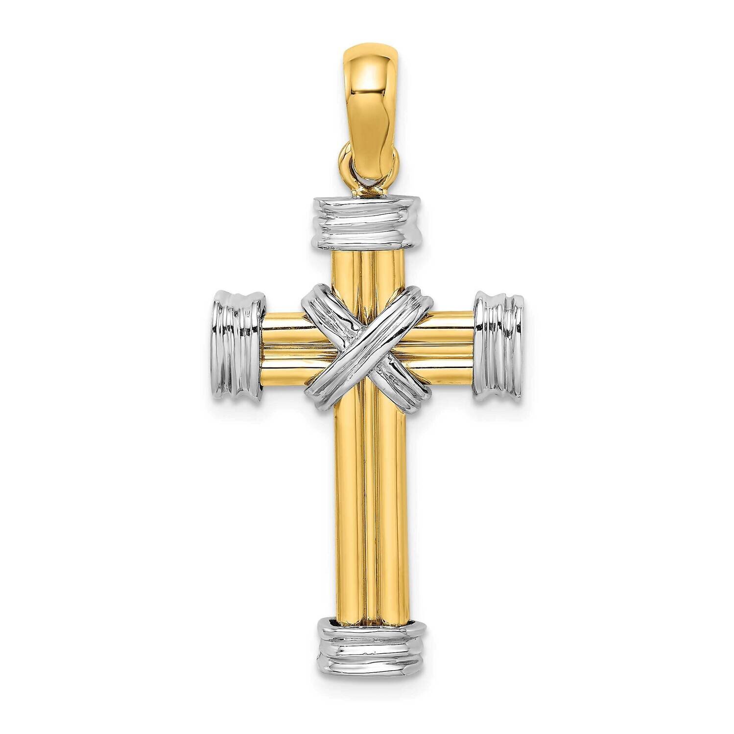 Polished Cross Charm 14k Gold Rhodium K9713