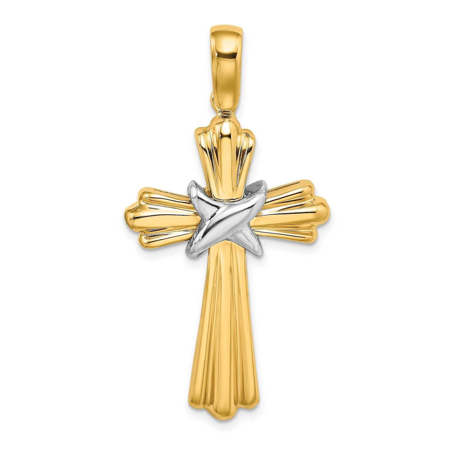 X Center Ribbed Cross 14k Two-tone Gold K9715