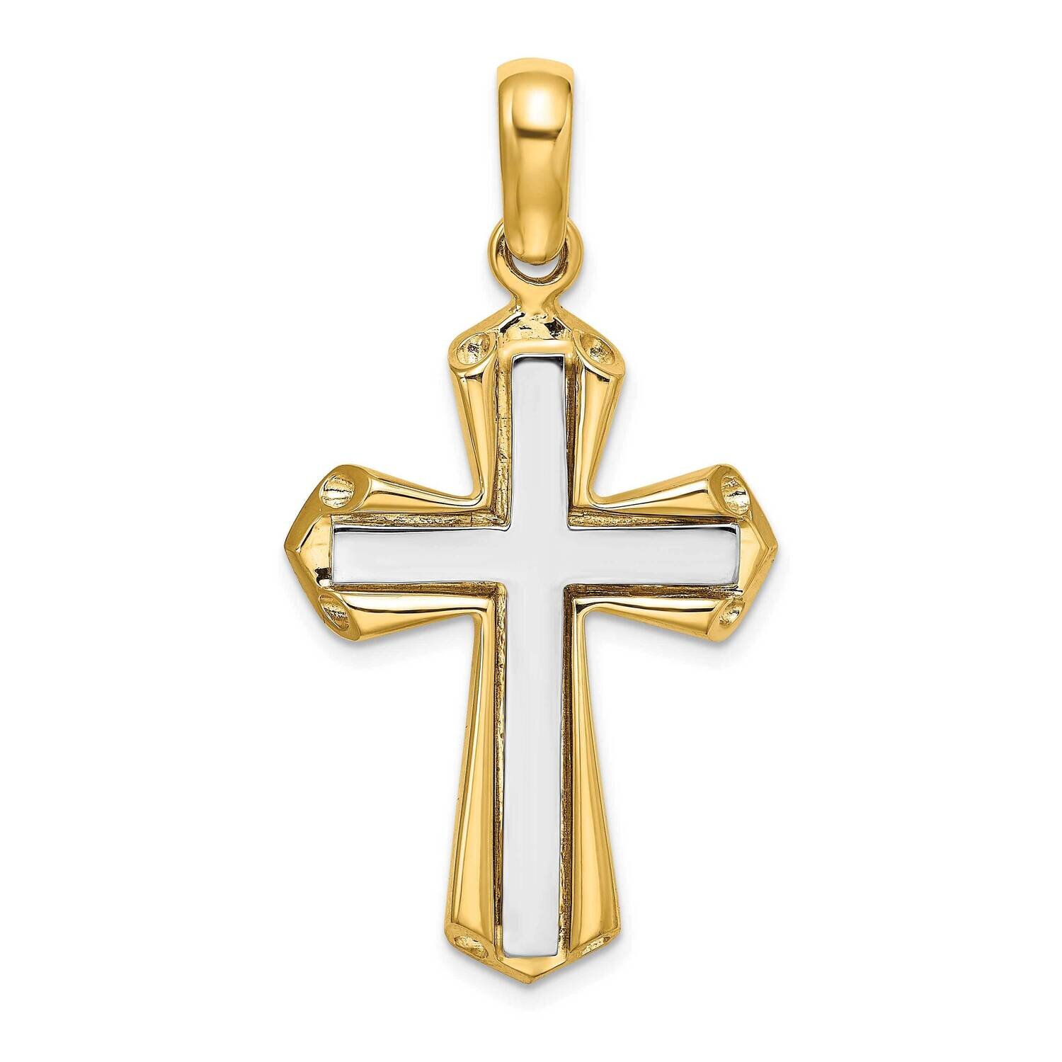 Polished Cross Charm 14k Gold Rhodium K9717, MPN: K9717,