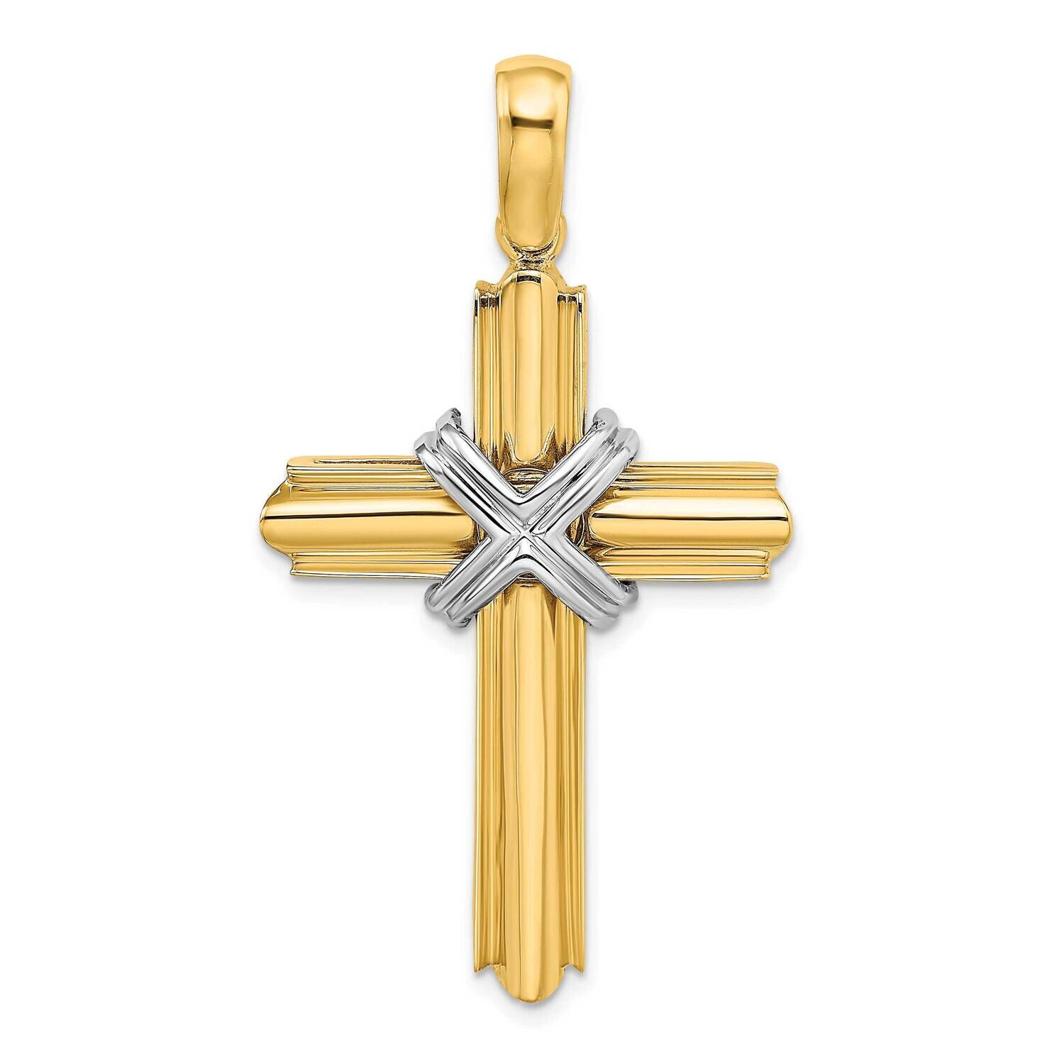 X Center Polished Cross 14k Gold Rhodium K9728