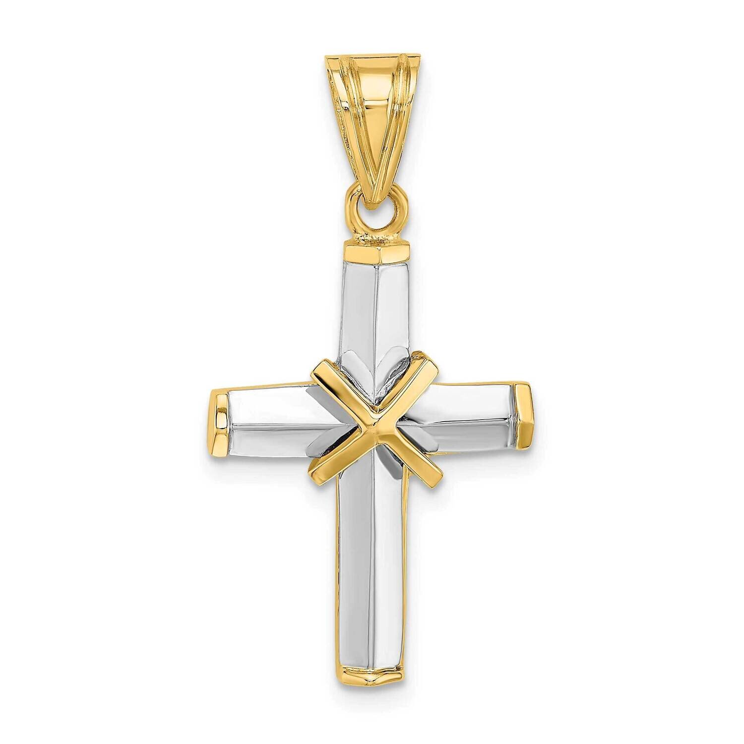 Polished Cross Charm 14k Gold Rhodium K9730, MPN: K9730,