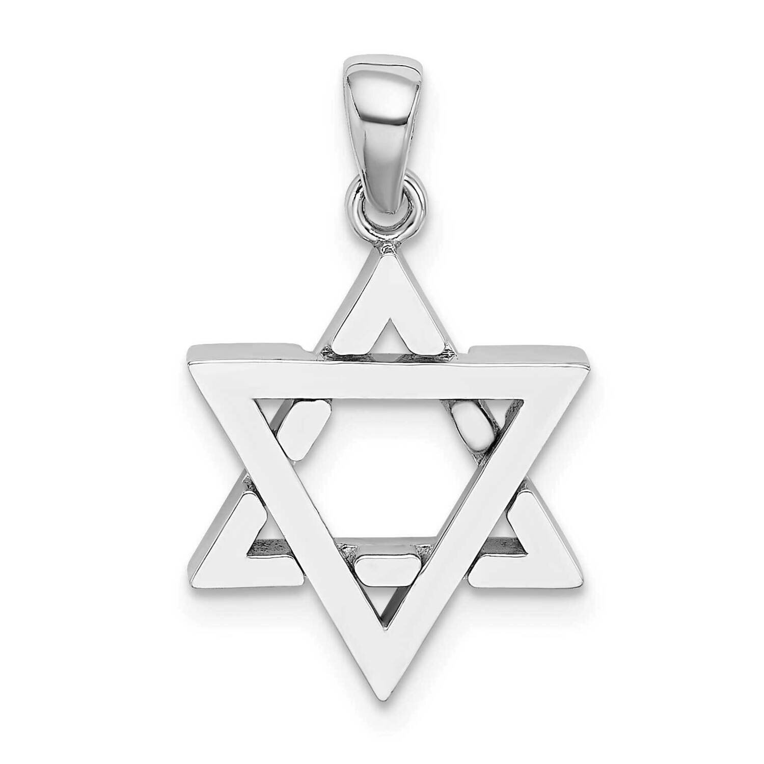 Jewish Star of David Charm 14k White Gold 3-D K9732W