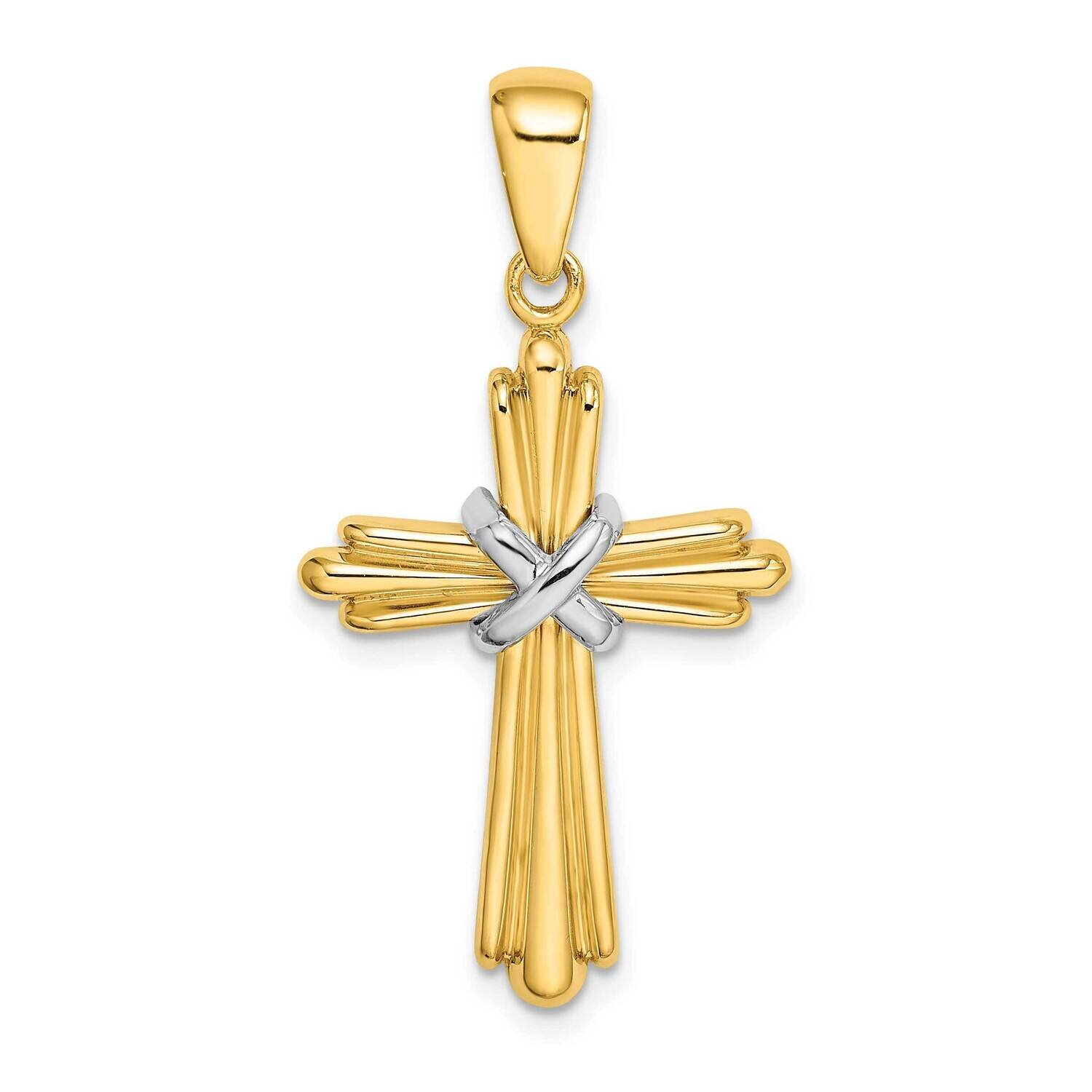 Polished Cross with X Center Design Charm 14k Two-tone Gold K9736