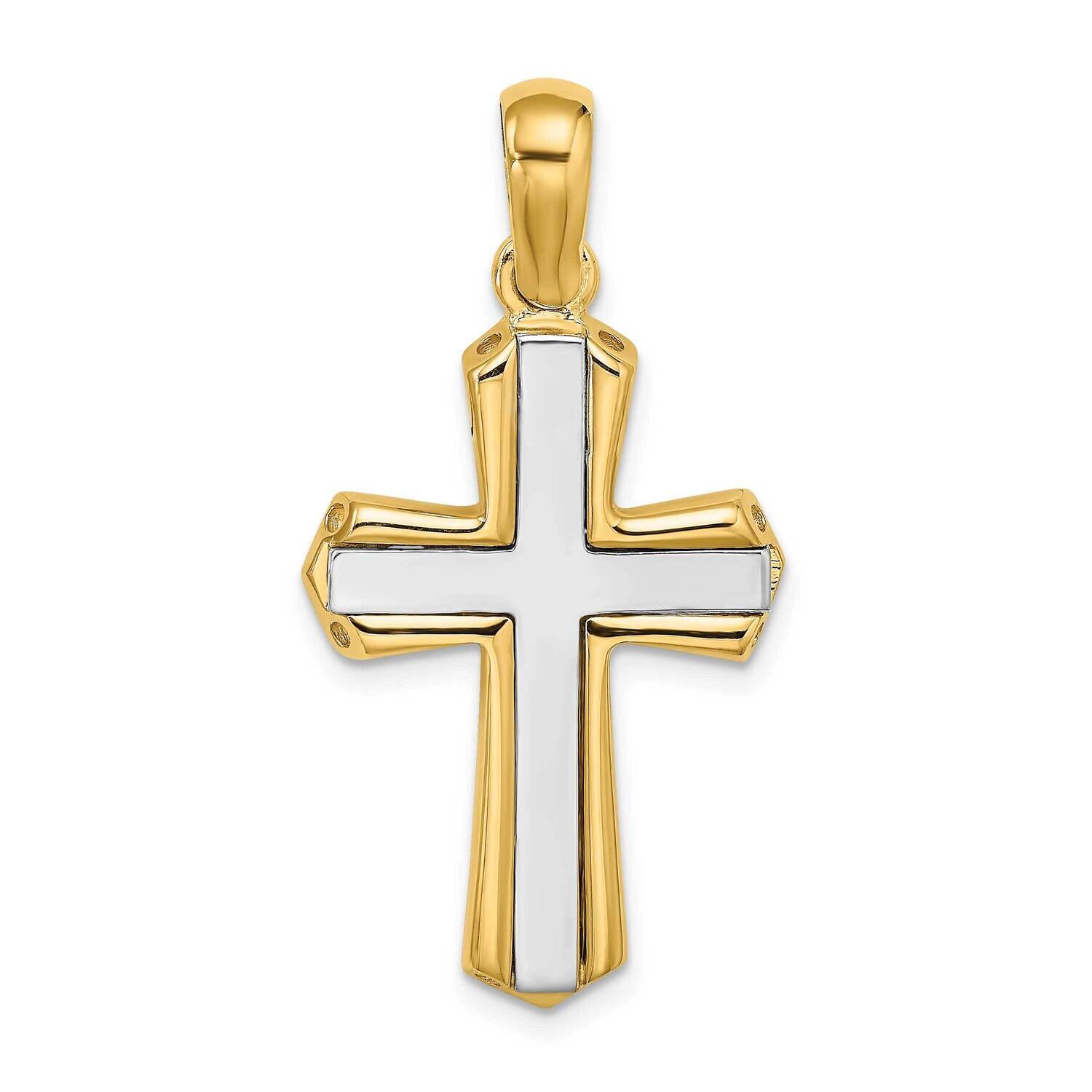Polished Cross Charm 14k Gold Rhodium K9737, MPN: K9737,