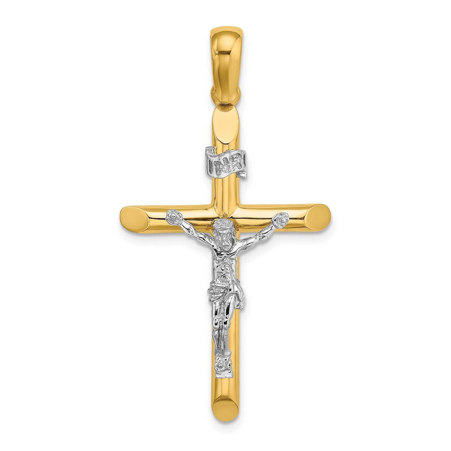 Polished Crucifix Charm 14k Gold Rhodium K9741, MPN: K9741,