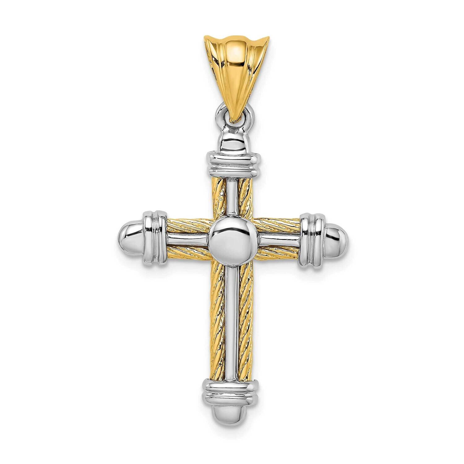 Rope Design Cross Charm 14k Gold Rhodium K9745, MPN: K9745,