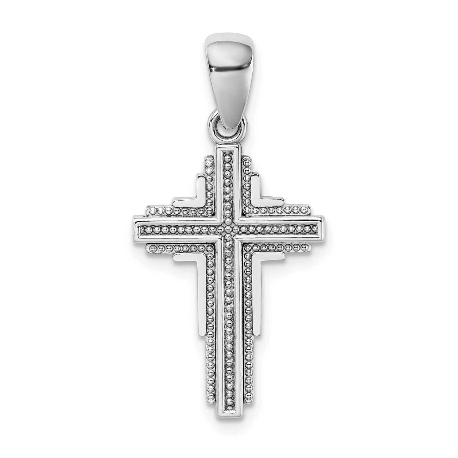 Beaded Cross Pendant 14k White Gold K9748W, MPN: K9748W,
