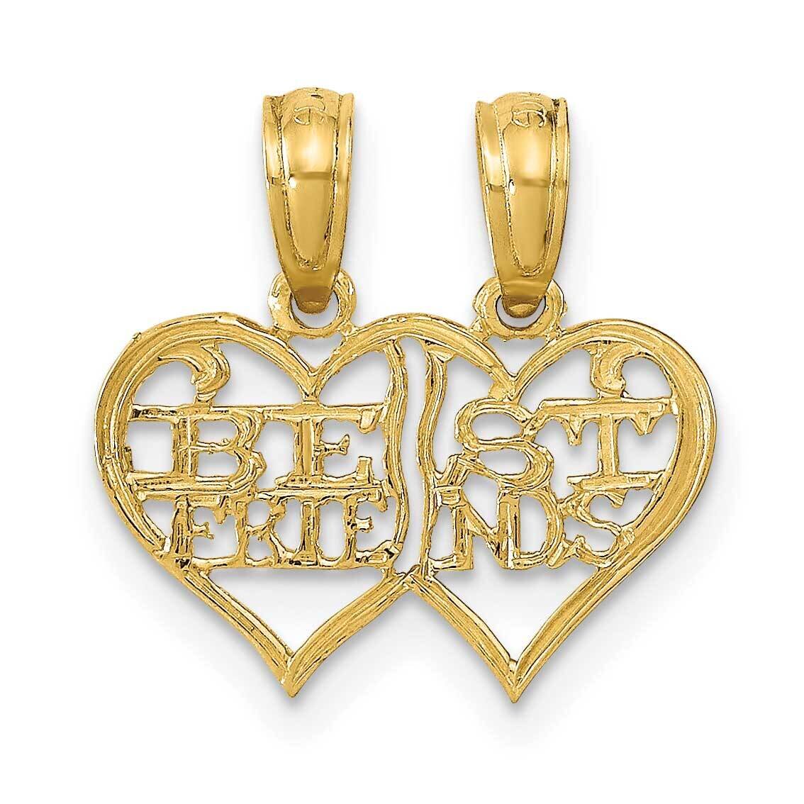 2 Piece Break Apart Best Friends Hearts Pendant 14k Gold Polished K9757