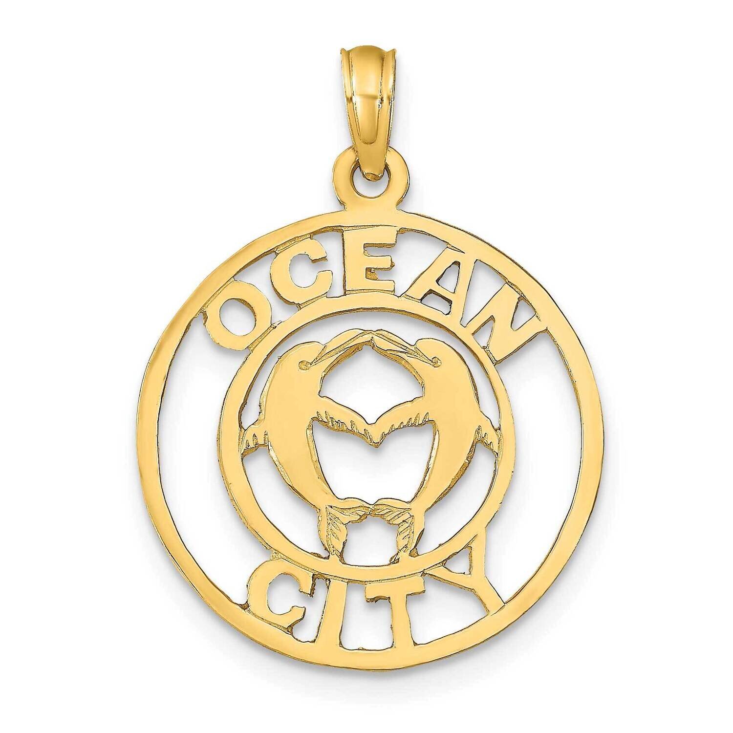 Ocean City with Dolphins Pendant 14k Gold K9761, MPN: K9761,