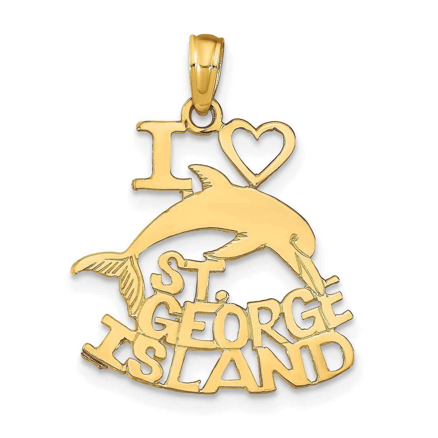 I Heart St. George Island with Dolphin Pendant 14k Gold K9770, MPN: K9770,