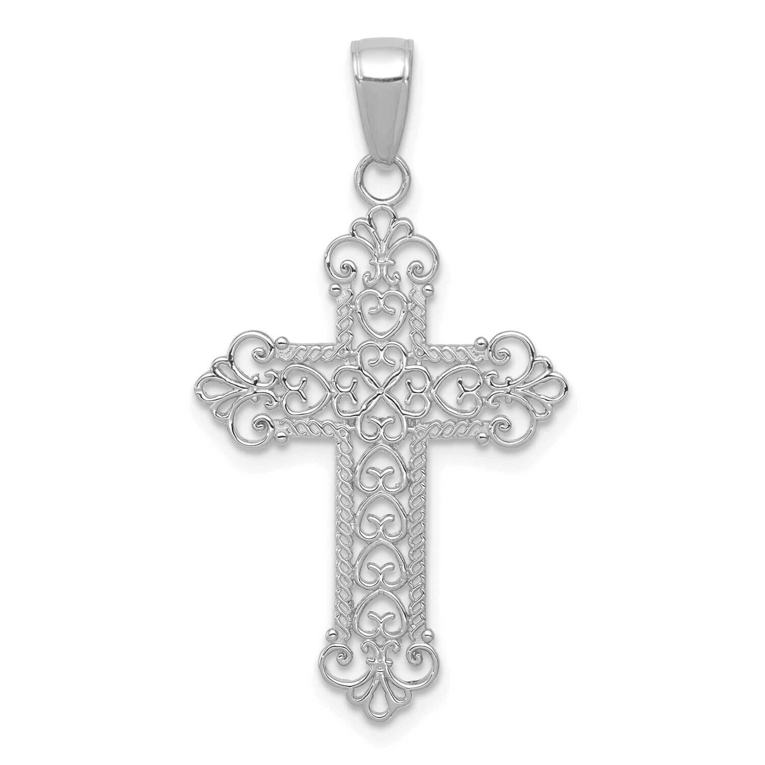 Fleur De Lis Cross Charm 14k White Gold M1386W, MPN: M1386W,