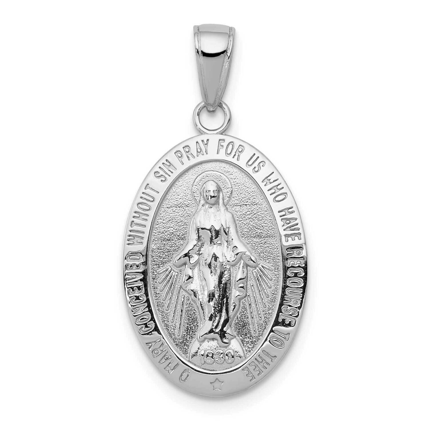 Miraculous Medal Pendant 14k White Gold M1433W