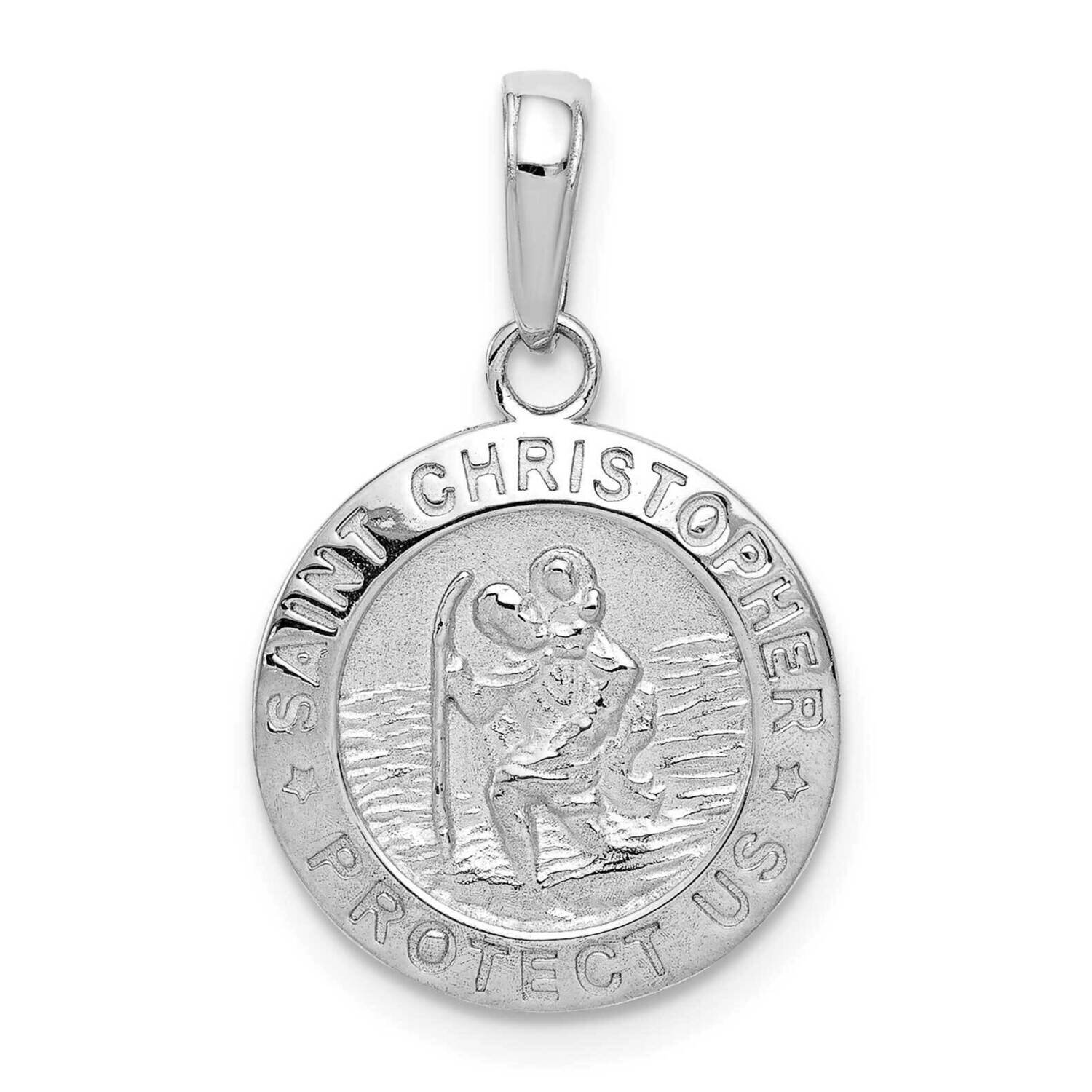 Saint Christopher Medal Charm 14k White Gold M1454W