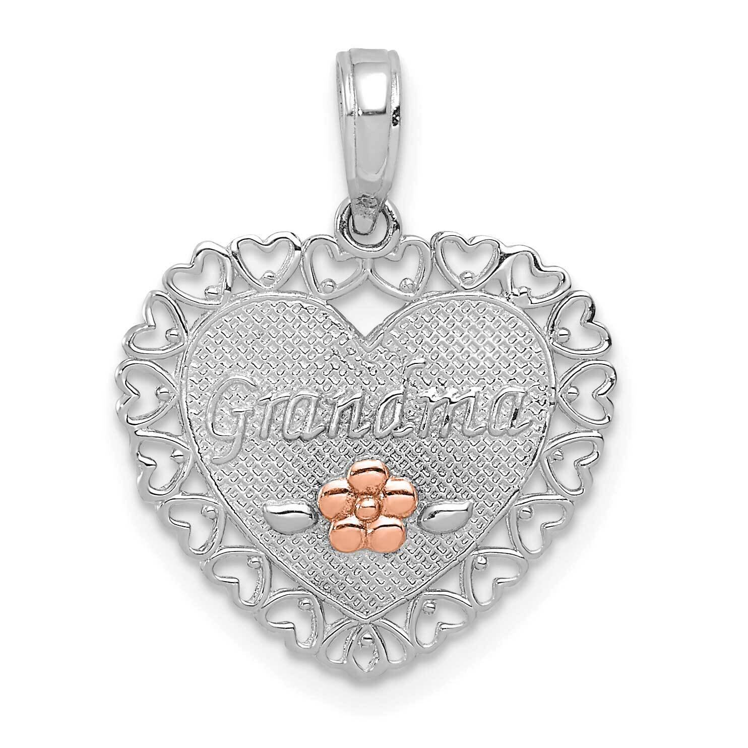 Polished Grandma Flower In Heart Border Heart Pendant 14k Two-tone Gold M1805W, MPN: M1805W, 637218…