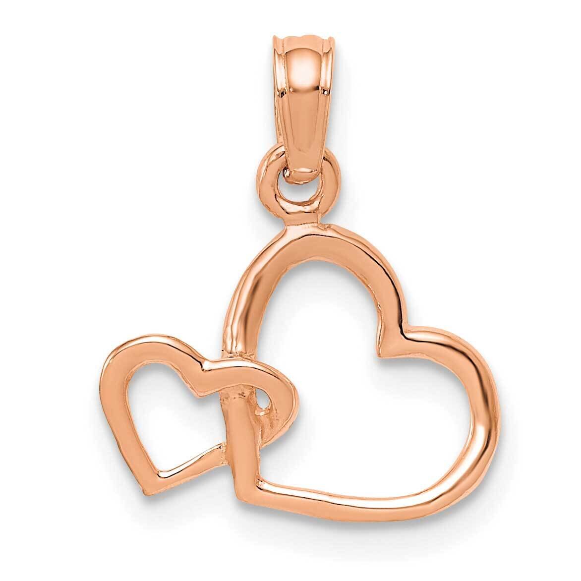 Intertwined Double Heart Pendant 14k Rose Gold Polished M2128R