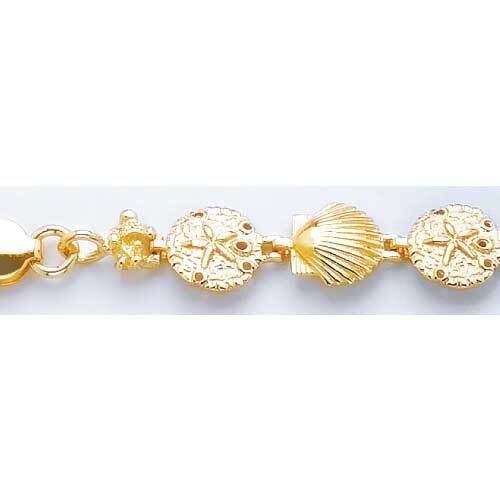 Sand Dollar Scallop Shell Bracelet 14k Gold FB1755-8, MPN: FB1755-8, 637218124510