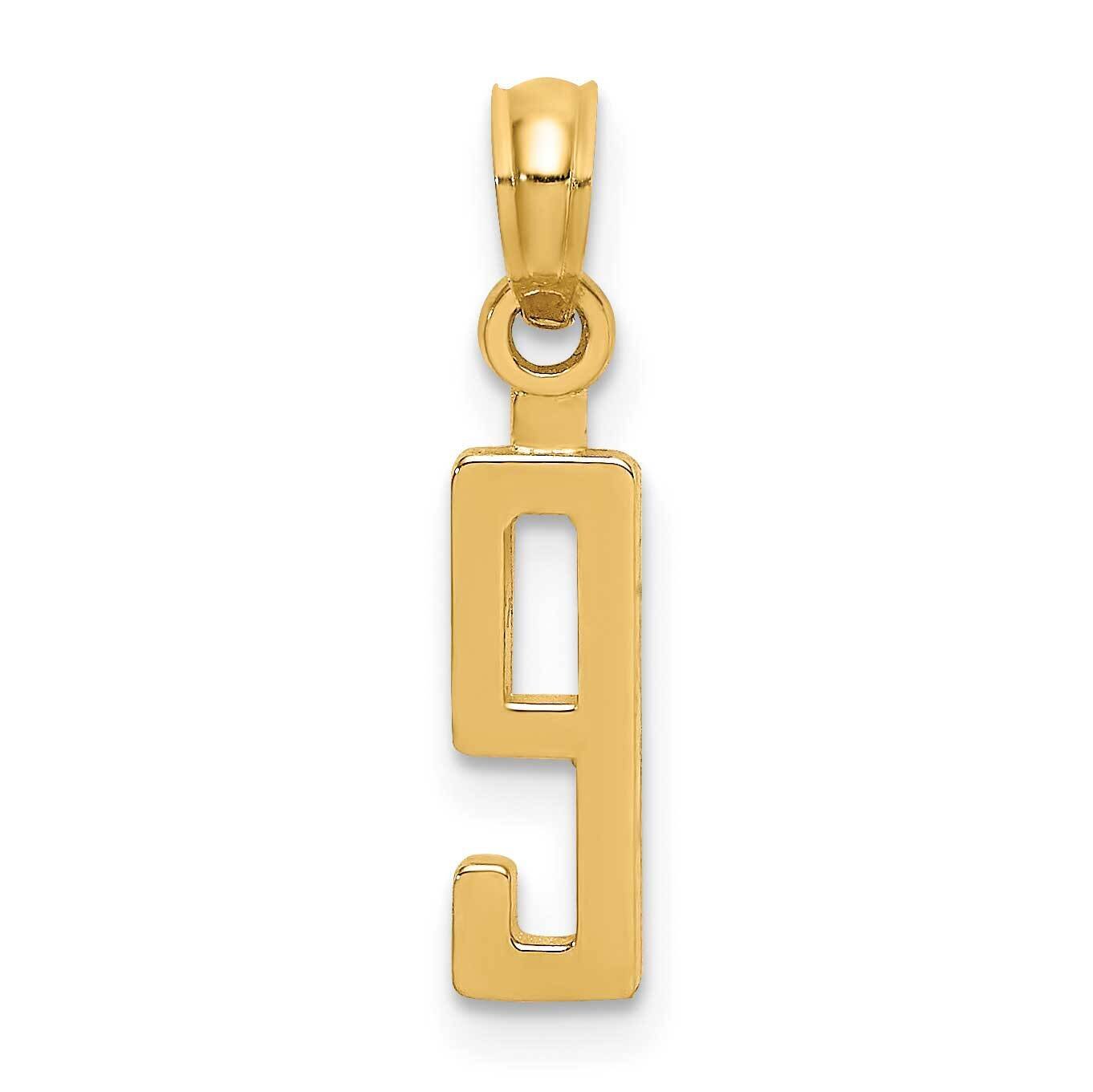 9 Block Style Charm 14k Gold NU09
