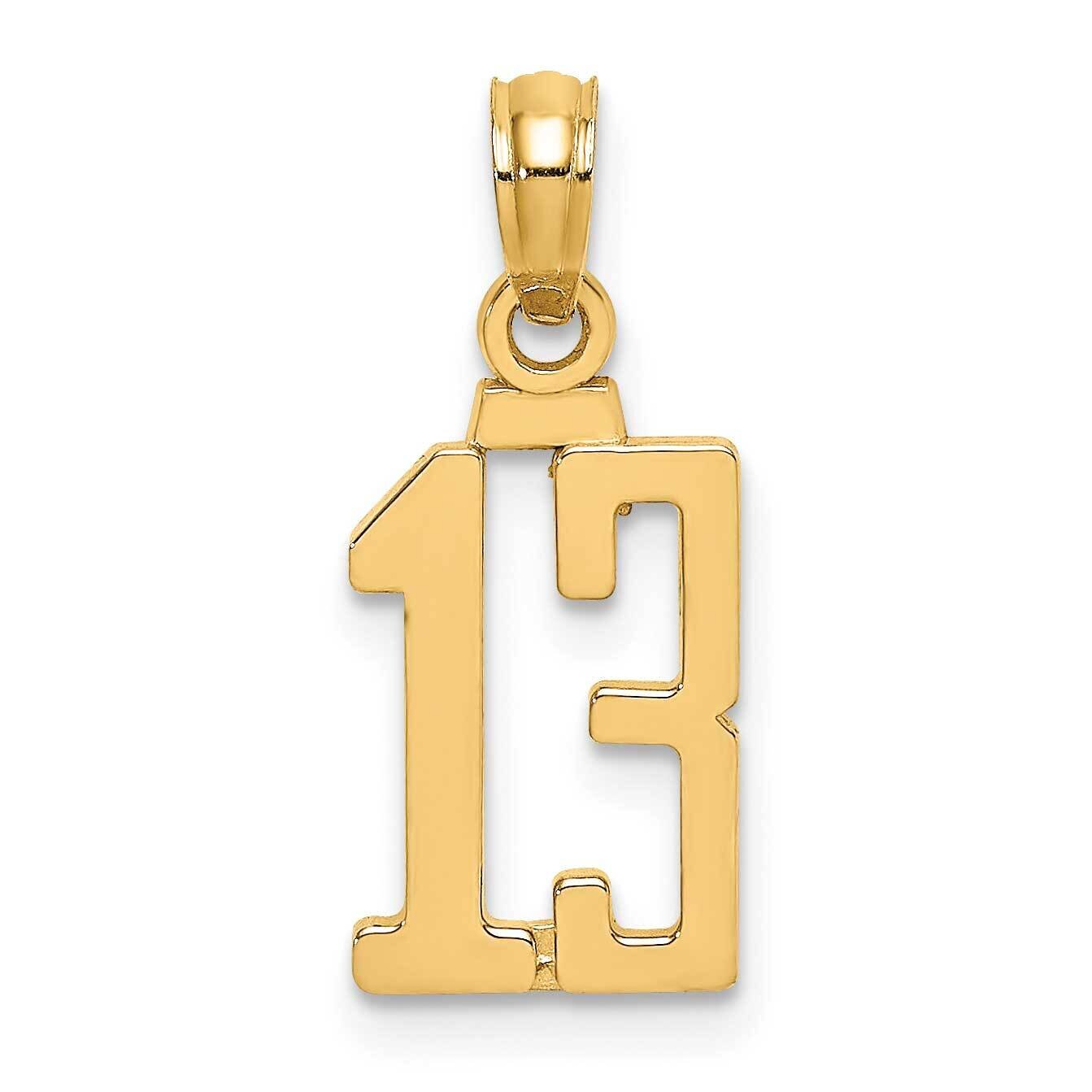 13 Block Style Charm 14k Gold NU13