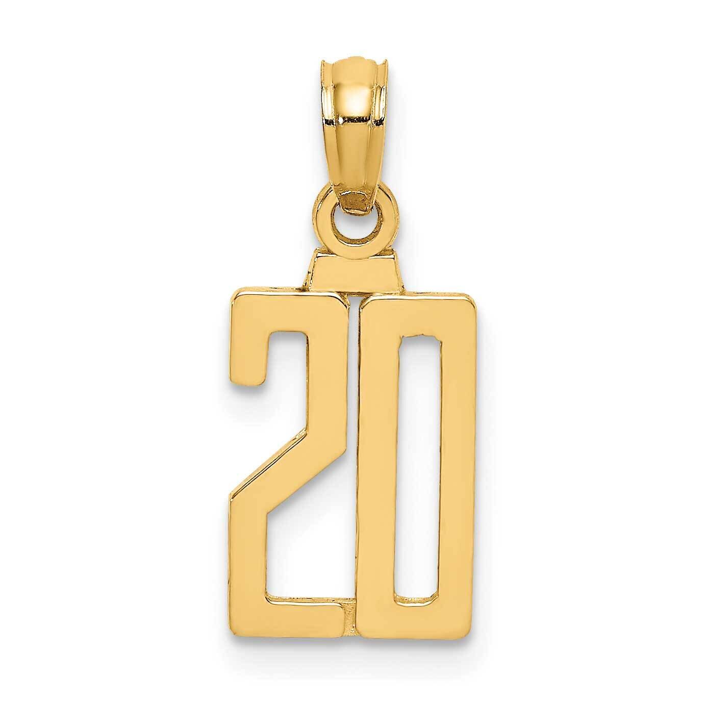 20 Block Style Charm 14k Gold NU20