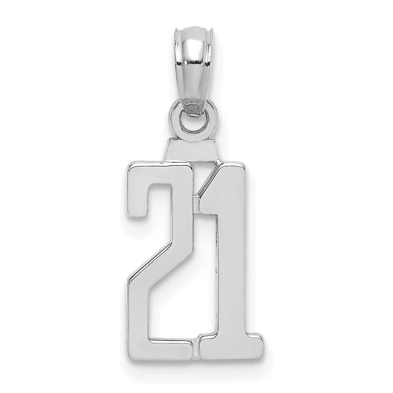 Number 21 Pendant 14k White Gold Polished NU21W, MPN: NU21W, 196904086339