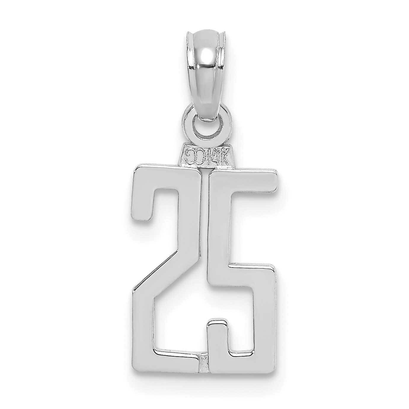 Number 25 Pendant 14k White Gold Polished NU25W, MPN: NU25W, 196904089217