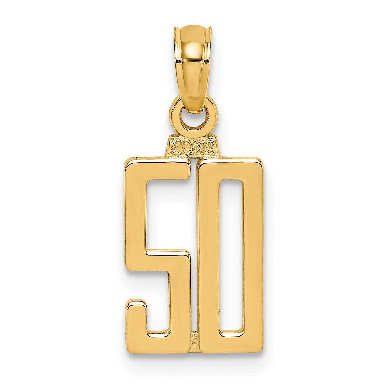 50 Block Style Charm 14k Gold NU50