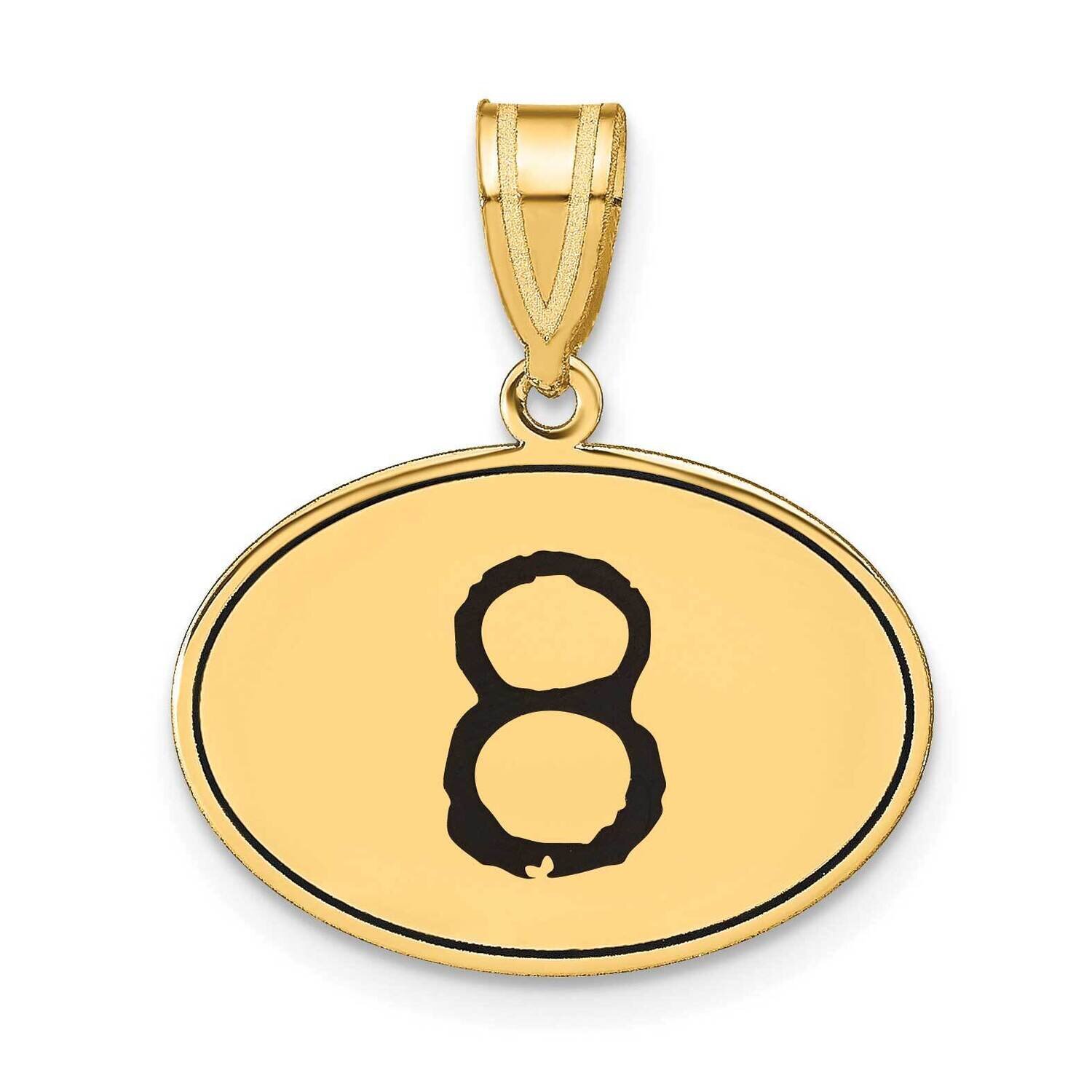 Number 8 Black Epoxy Oval Pendant 14k Gold Polished OEN08, MPN: OEN08, 196904081679