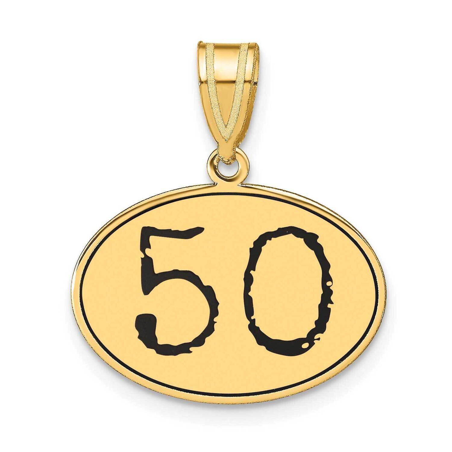 Number 50 Black Epoxy Oval Pendant 14k Gold Polished OEN50, MPN: OEN50, 196904081662