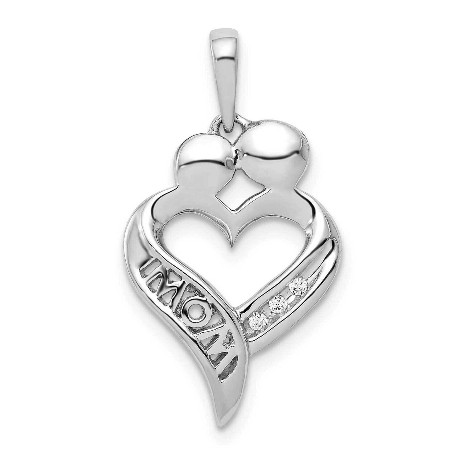 Diamond Mom Heart Pendant 14k White Gold PM4895-002-WA