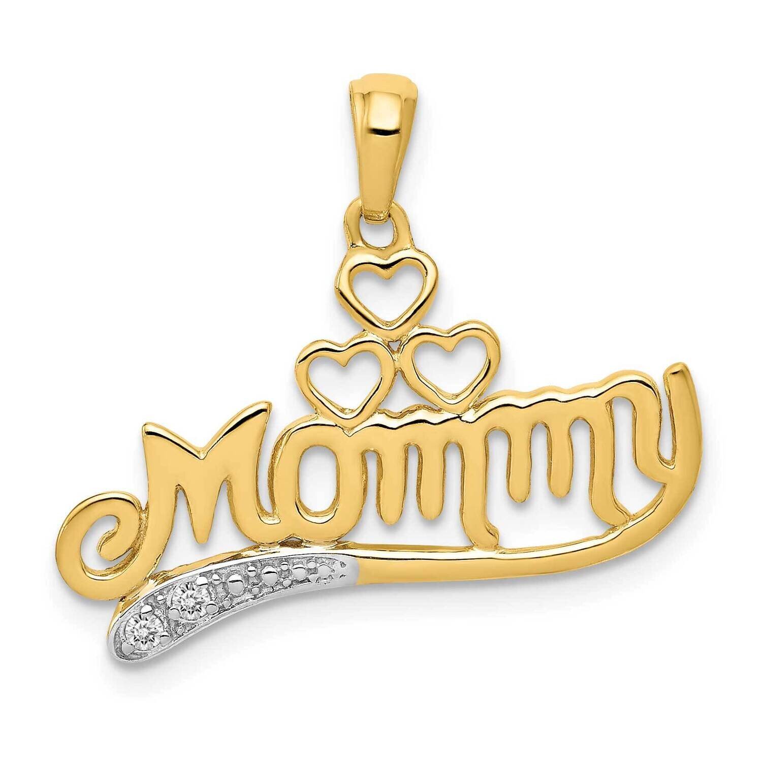 .02 Diamond Mommy Double Heart Pendant 14k Gold PM4939-002-YA