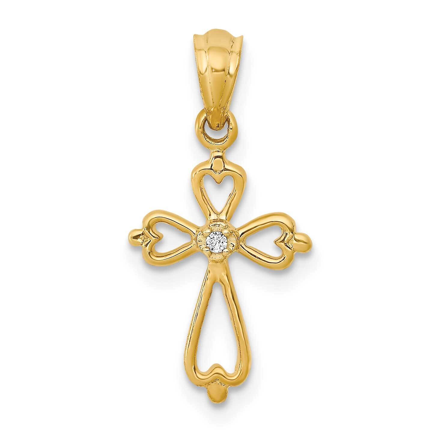 Yellow Gold Diamond Accented Cross Pendant 14k Gold PM4996-001-YA, MPN: PM4996-001-YA, 883957450148