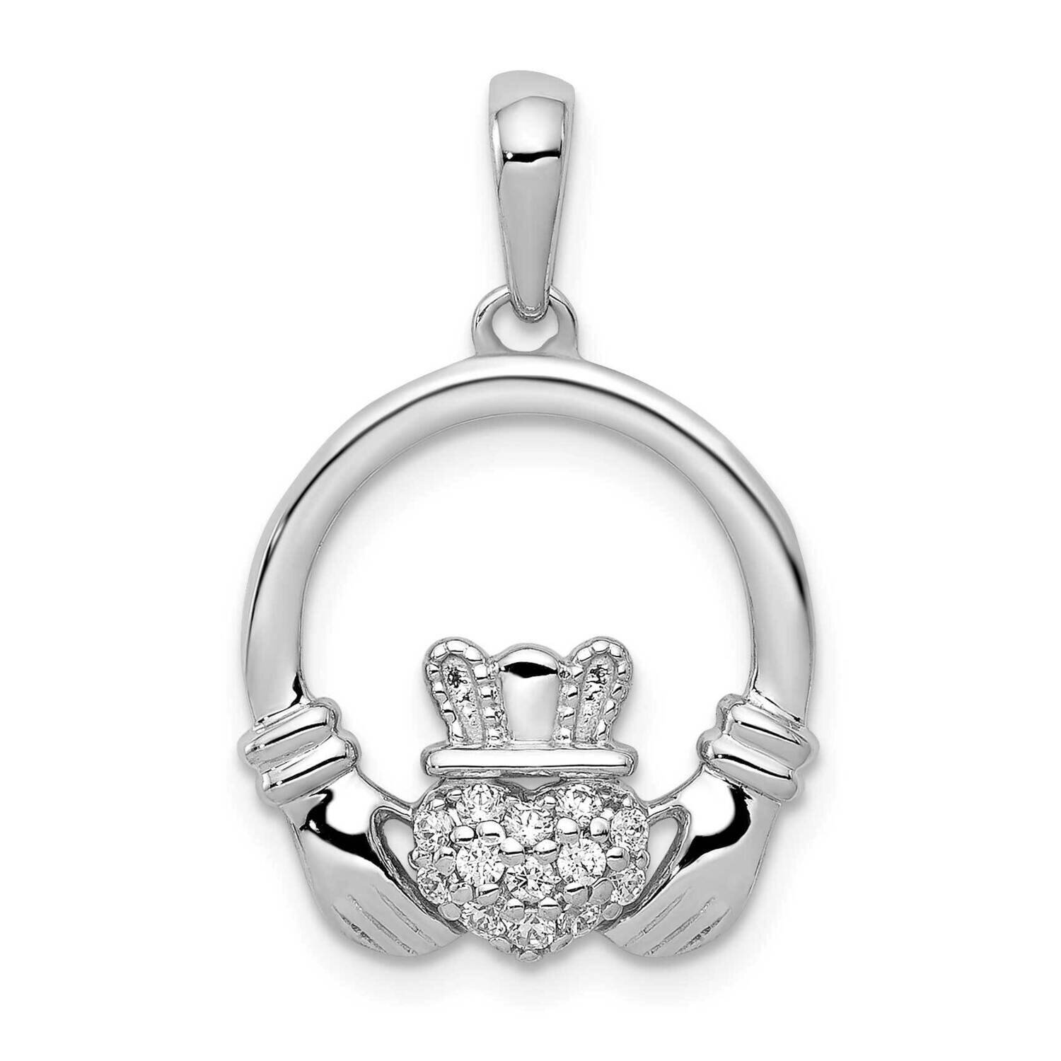 Diamond Claddagh Circle Pendant 14k White Gold PM5153-013-WA, MPN: PM5153-013-WA, 883957306414