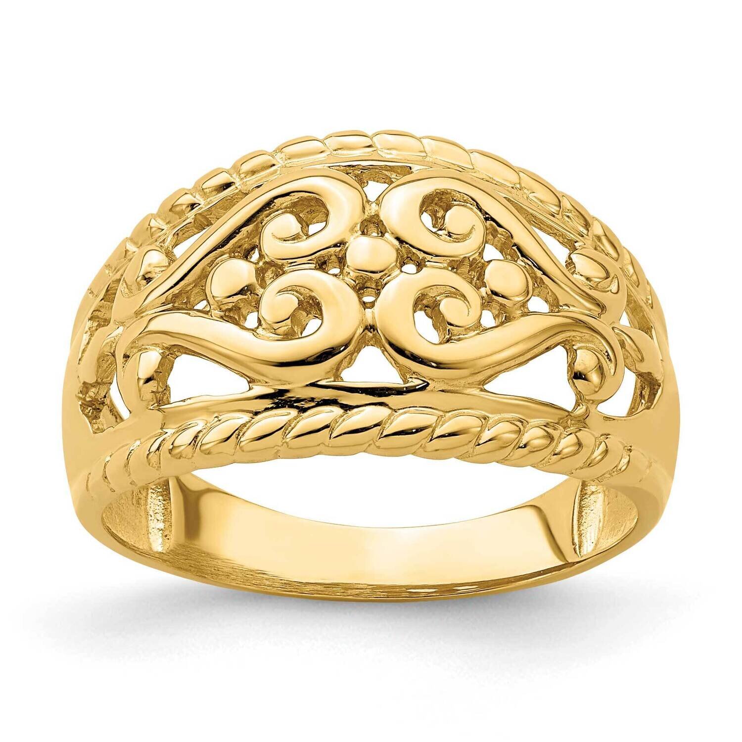 Cut-Out Heart Design Band 14k Gold Polished R696
